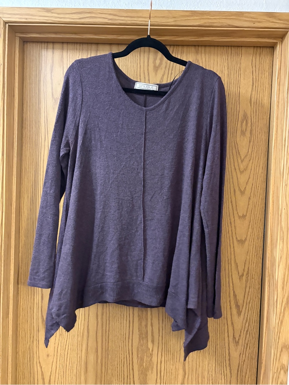 Simplicity Plum Asymmetrical V-Neck Lightweight Knit Top